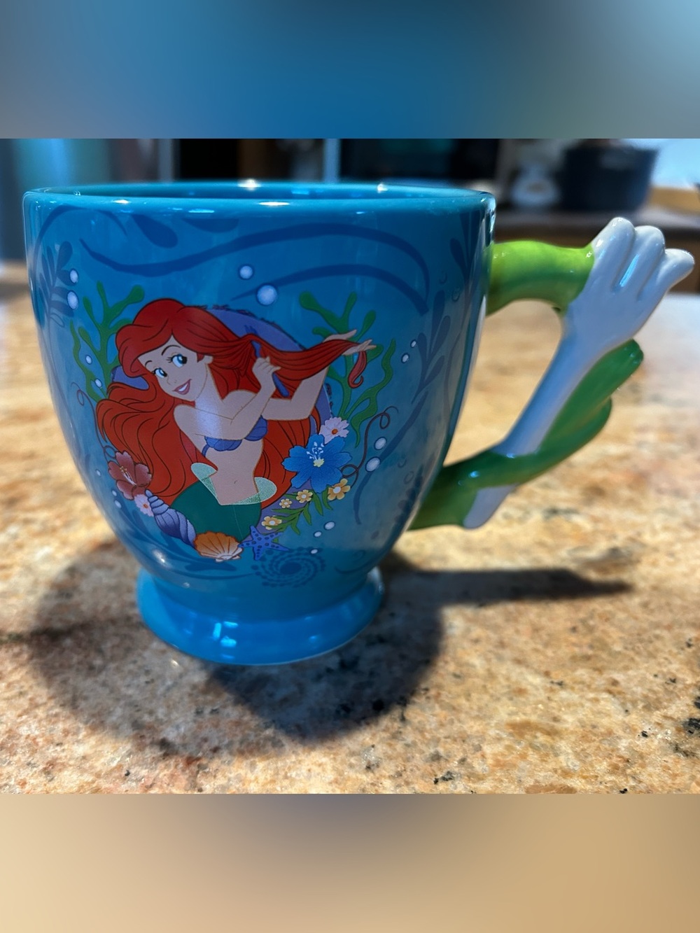 Disney 3D “Ariel The Little Mermaid” 20 oz Ceramic Mug w/3D Green Fork Handle